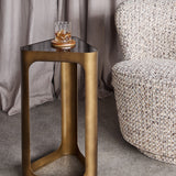 Libra Interiors Thorpe Triangular Accent Table – Black Tinted Glass