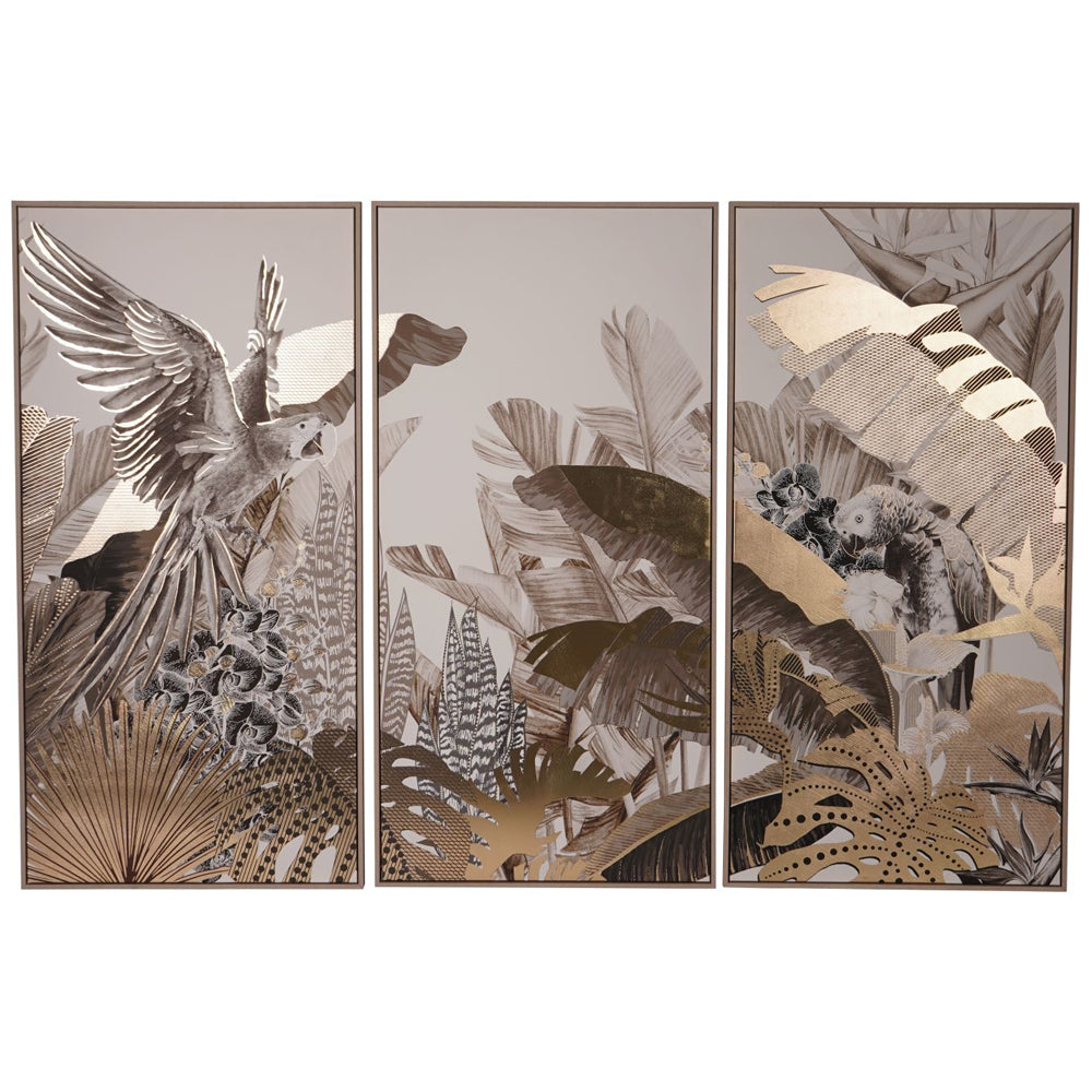 Libra Interiors Tropical Birds Three-Piece Canvas