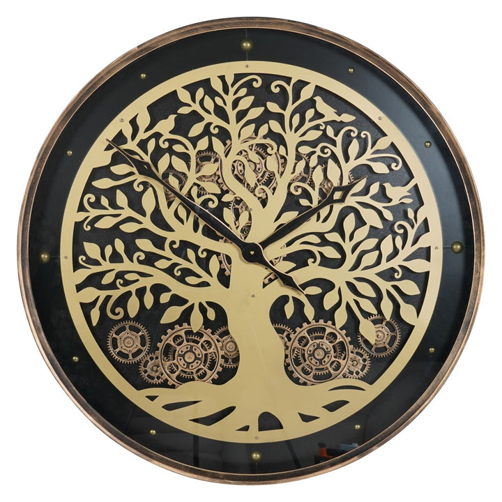 Libra Interiors Viking Tree Wall Clock with Moving Gears – Large