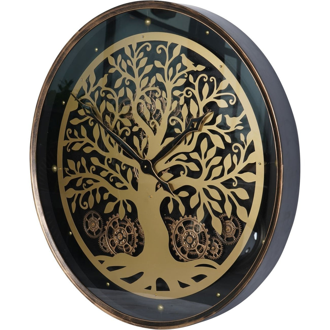 Libra Interiors Viking Tree Wall Clock with Moving Gears – Large