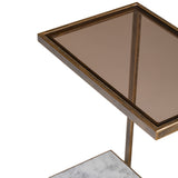 Libra Interiors Alicia Two-Tiered Side Table – Smoked Glass & Marble