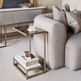 Libra Interiors Alicia Two-Tiered Side Table – Smoked Glass & Marble