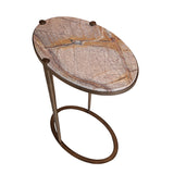 Libra Interiors Iota Oval Accent Table – Forest Brown