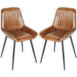 Libra Interiors Pembroke Chair in Cognac Brown – Set of 2