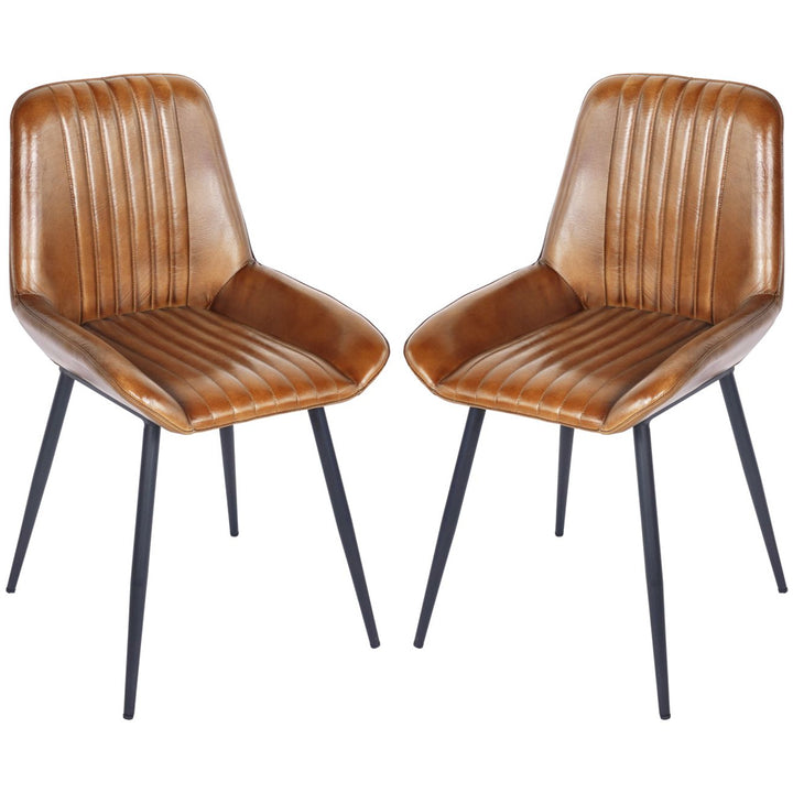 Libra Interiors Pembroke Chair in Cognac Brown – Set of 2