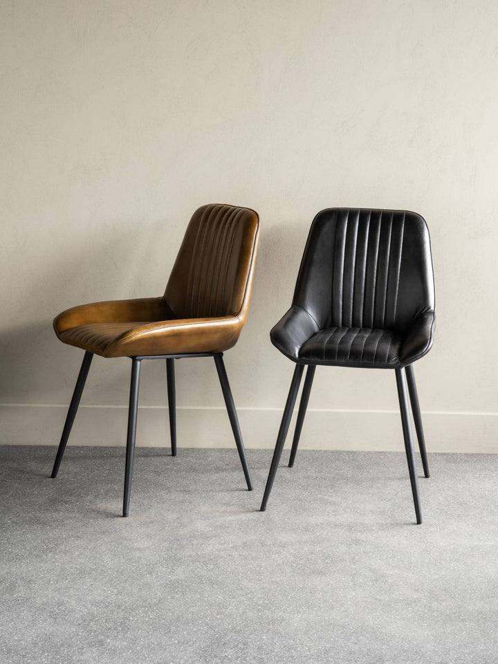 Libra Interiors Pembroke Chair in Cognac Brown – Set of 2