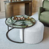 Libra Interiors Savanna Leaf Coffee Table & Nesting Pouffe