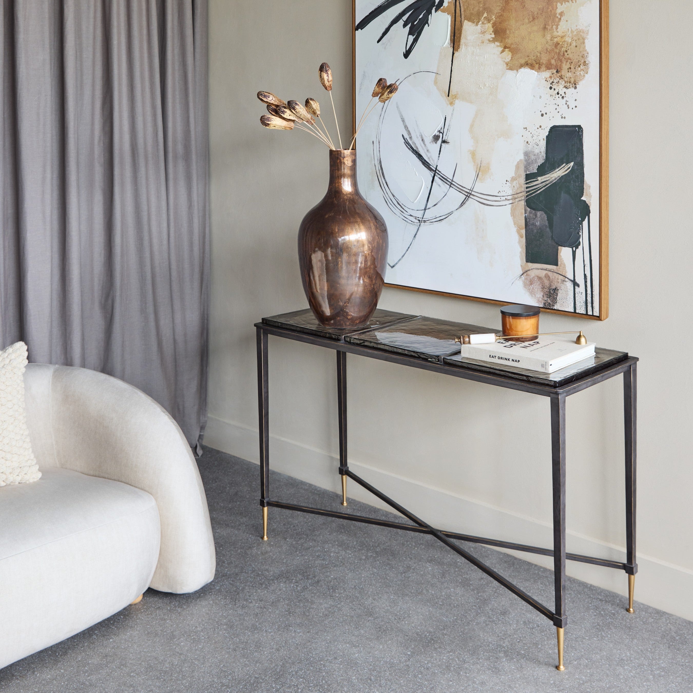Libra Interiors Stella Square Glass Console Table
