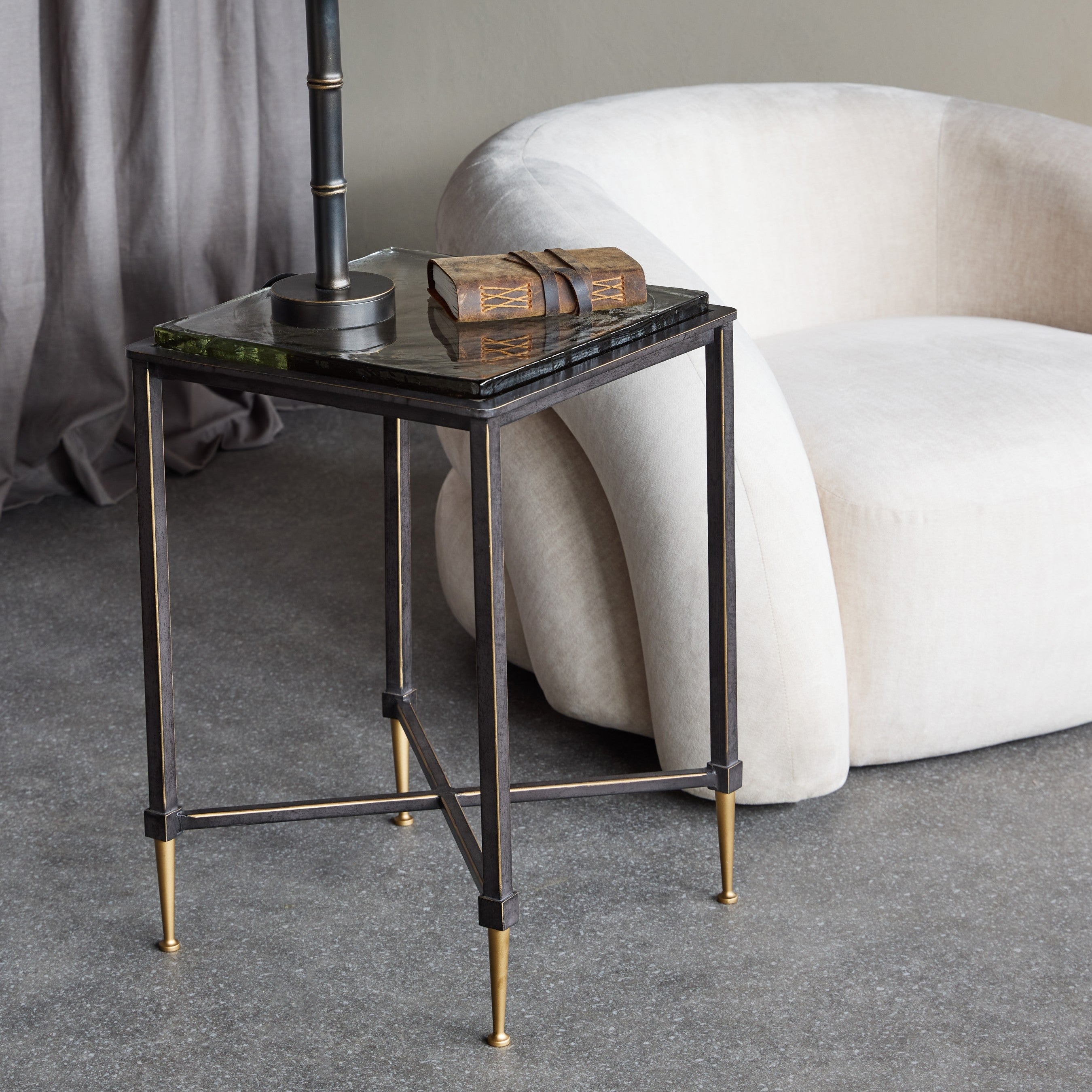 Libra Interiors Stella Square Glass Side Table