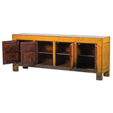 Lingbao Burnished Ochre Cabinet with 4 Doors in Pine Wood