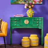 Lingbao Console Table – Vintage Green