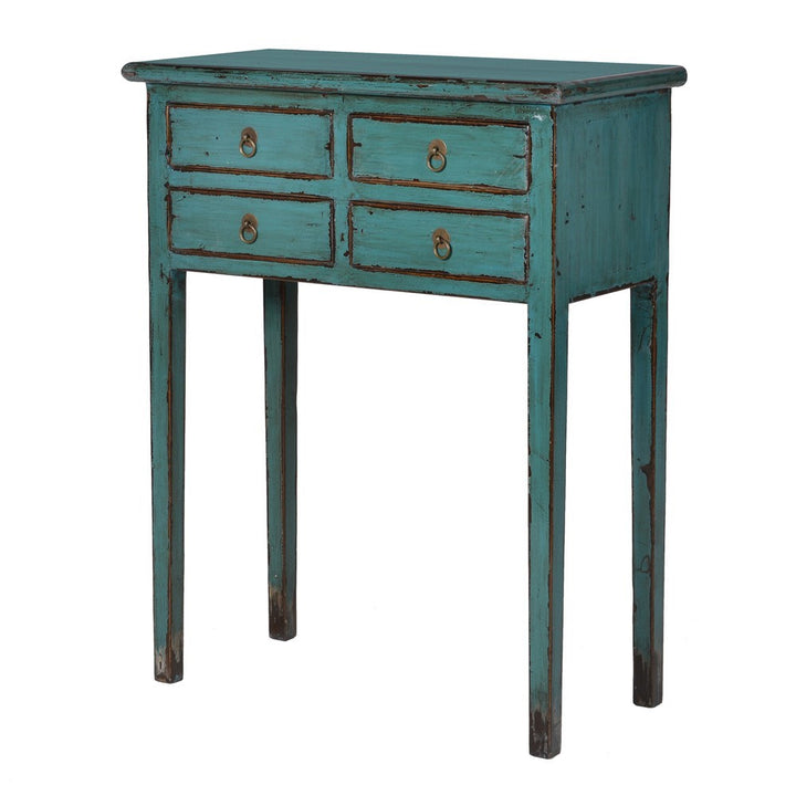 Lingbao Peacock Console Table in Turquoise Green