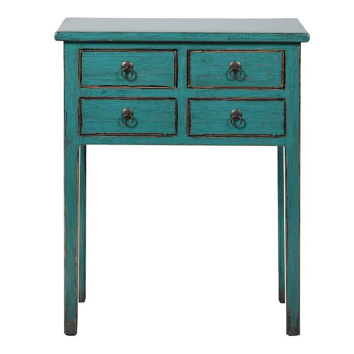 Lingbao Peacock Console Table in Turquoise Green