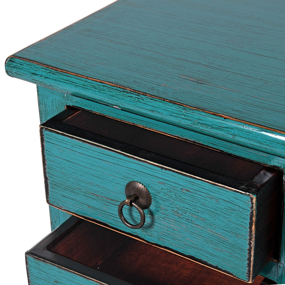 Lingbao Peacock Console Table in Turquoise Green