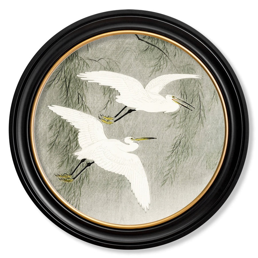 Little Egrets by Ohara Koson – Oxford Round Framed Print