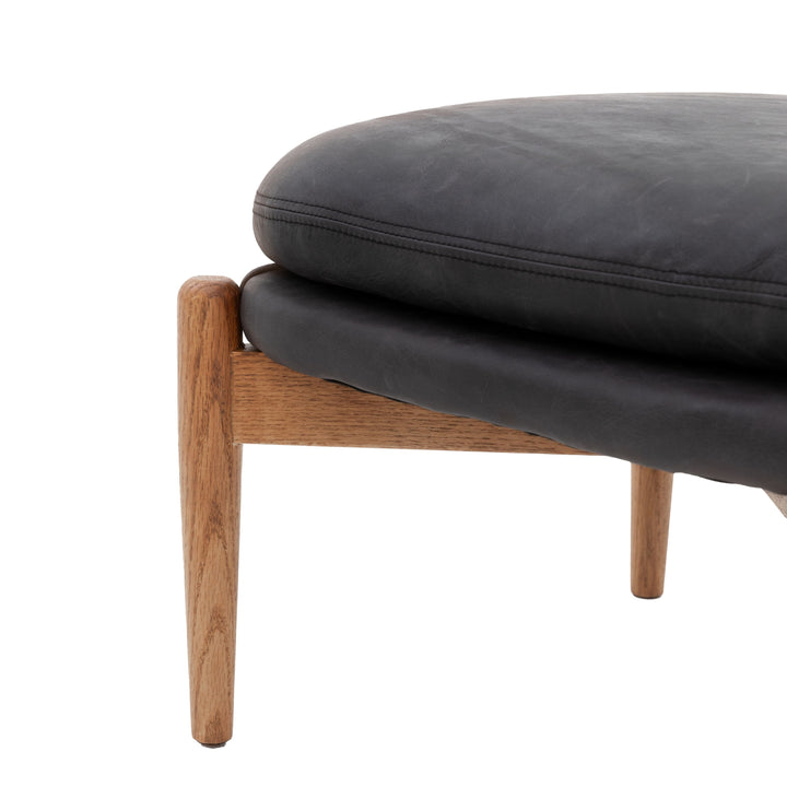 Luella Footstool – Antique Ebony Leather