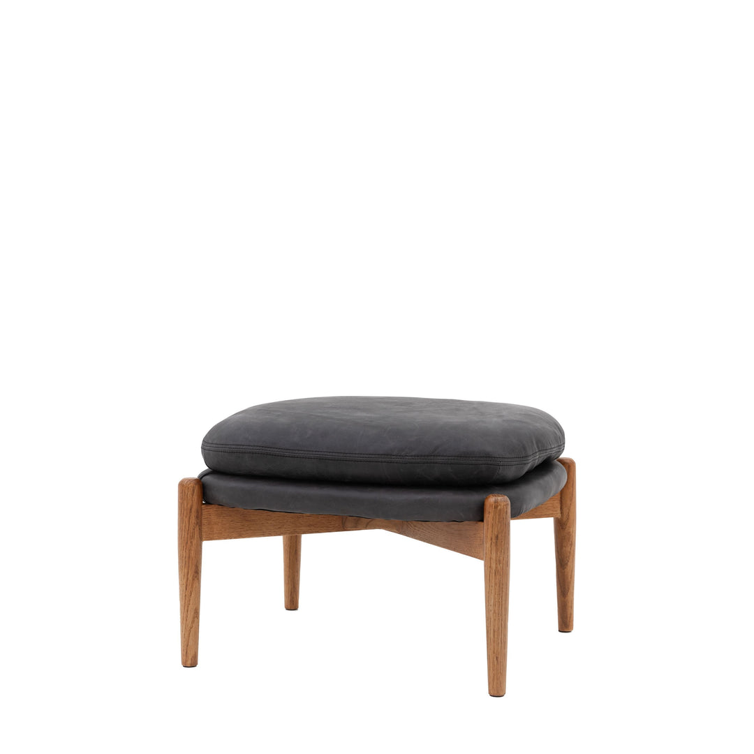 Luella Footstool – Antique Ebony Leather