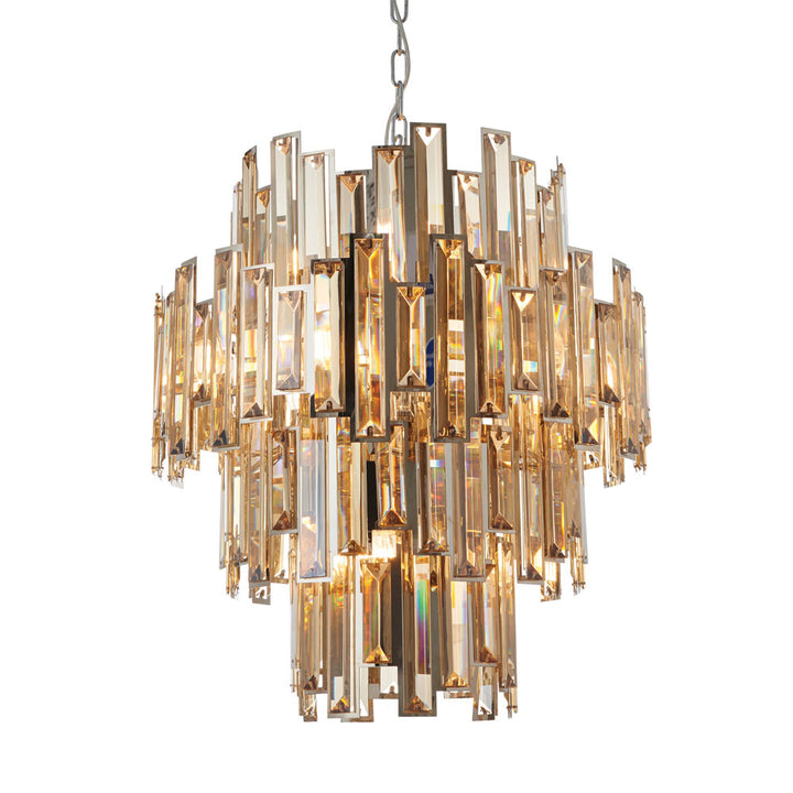 Lyra Chandelier in Champagne and Chrome – 12 Lights