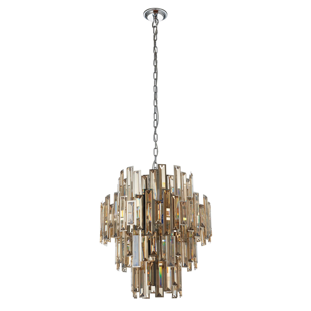 Lyra Chandelier in Champagne and Chrome – 12 Lights