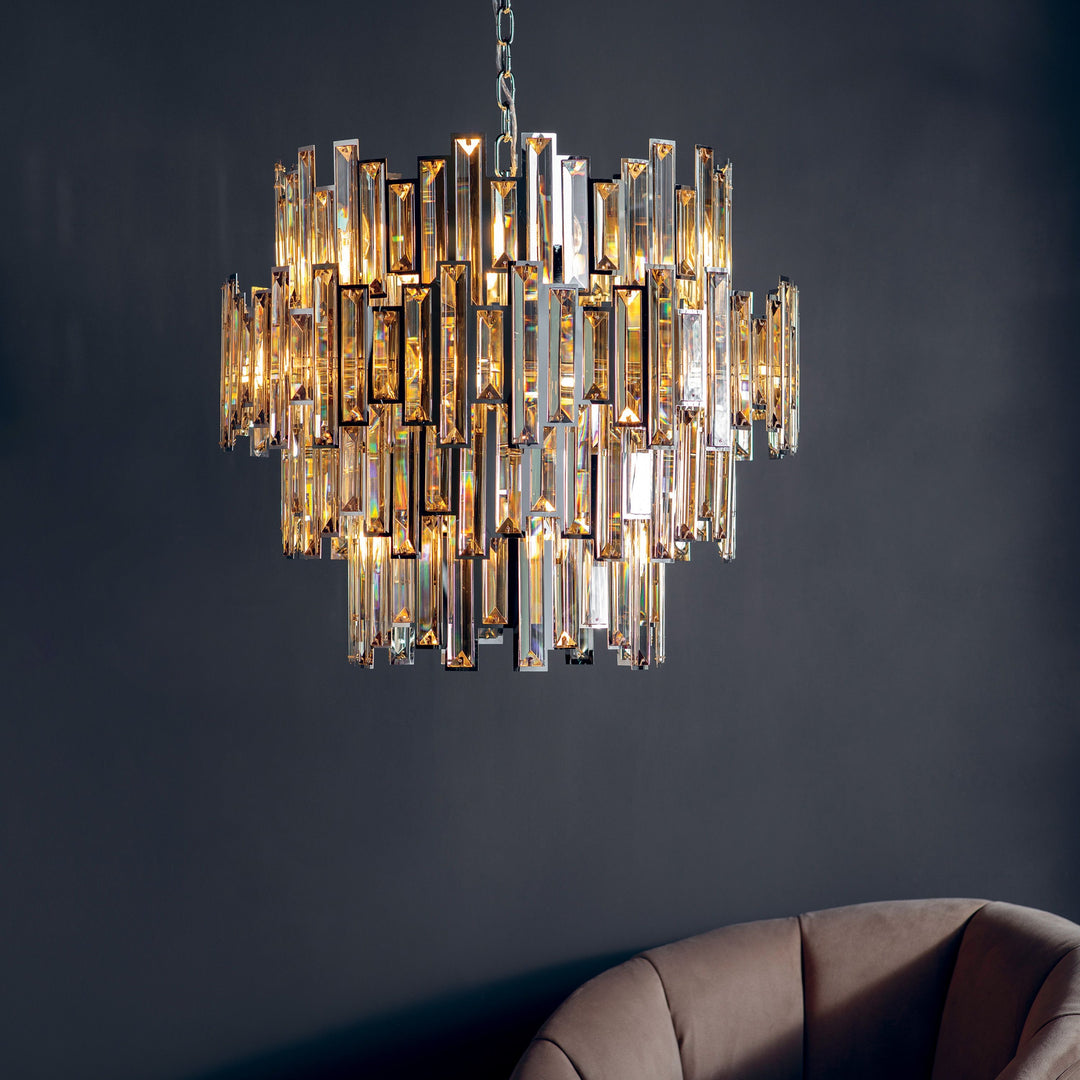 Lyra Chandelier in Champagne and Chrome – 15 Lights