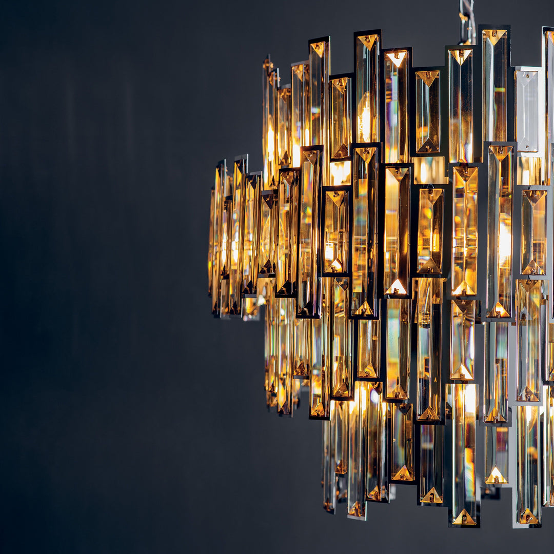 Lyra Chandelier in Champagne and Chrome – 15 Lights