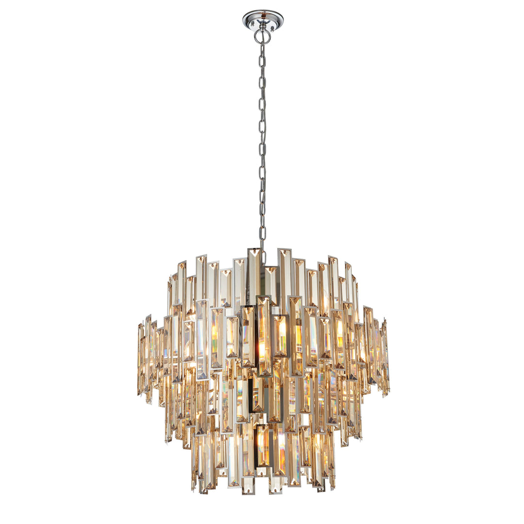 Lyra Chandelier in Champagne and Chrome – 15 Lights