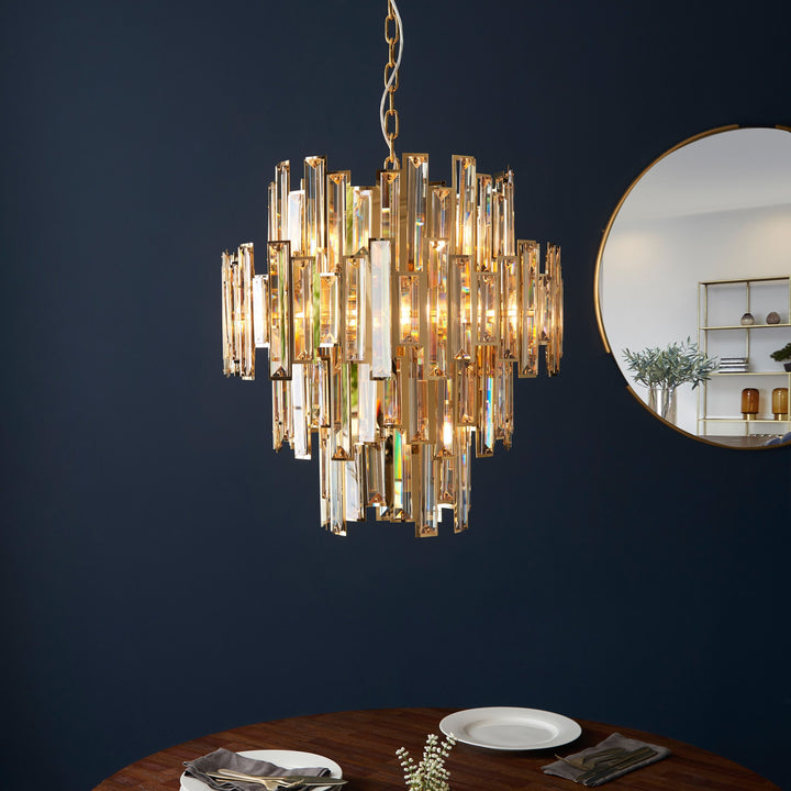 Lyra Chandelier in Champagne and Gold – 12 Lights