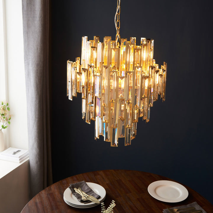 Lyra Chandelier in Champagne and Gold – 12 Lights