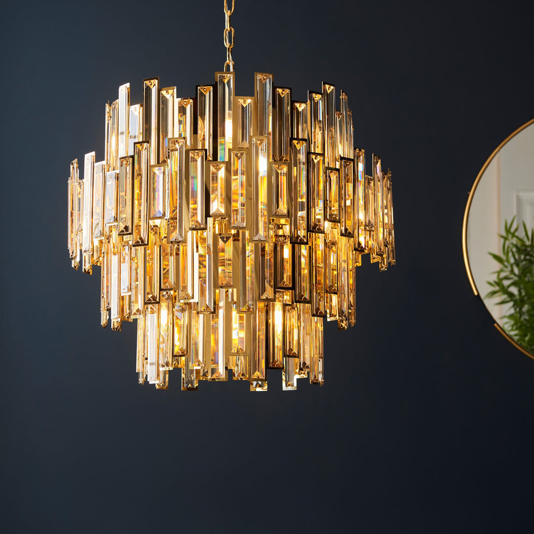 Lyra Chandelier in Champagne and Gold – 15 Lights