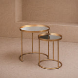 Liang & Eimil Song Side Tables (Set of 2) with Mirror Tops and Antique Gold