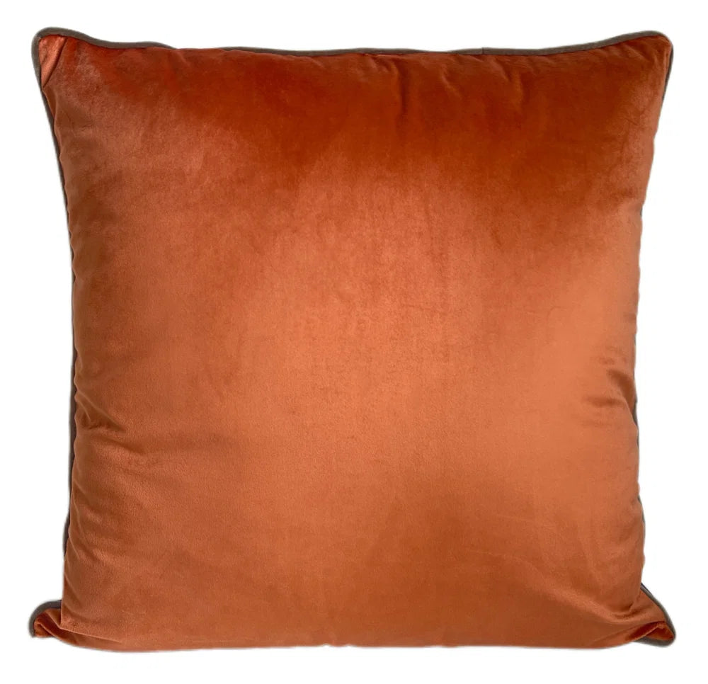 Malini Paul Moneypenny Twofaced Large Cushion – Orange & Chocolate