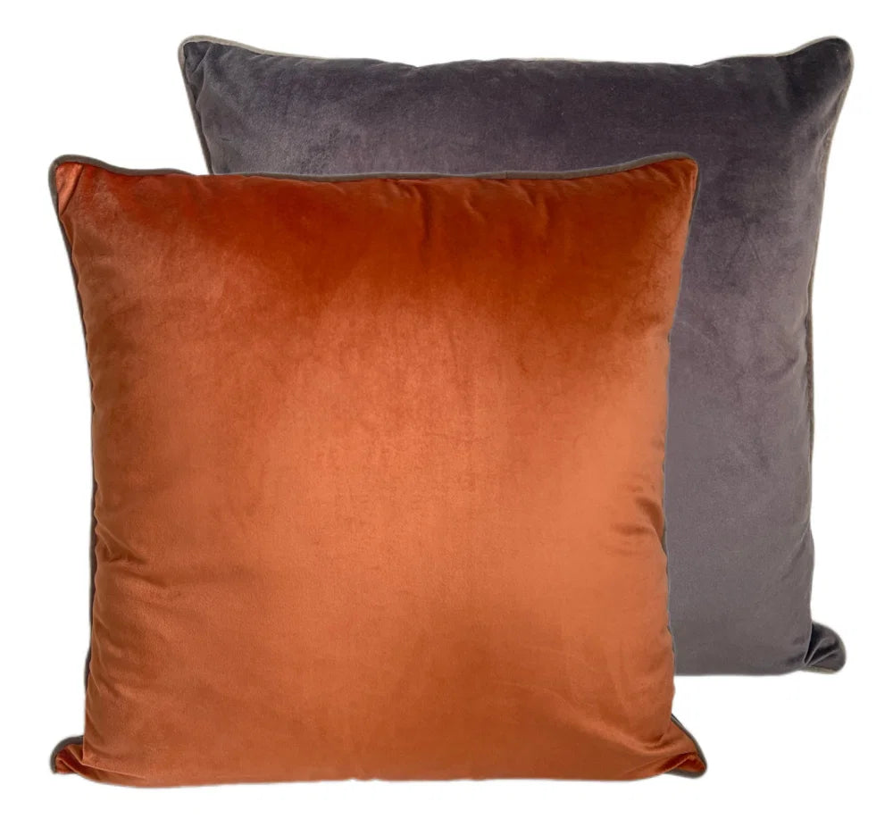 Malini Paul Moneypenny Twofaced Large Cushion – Orange & Chocolate