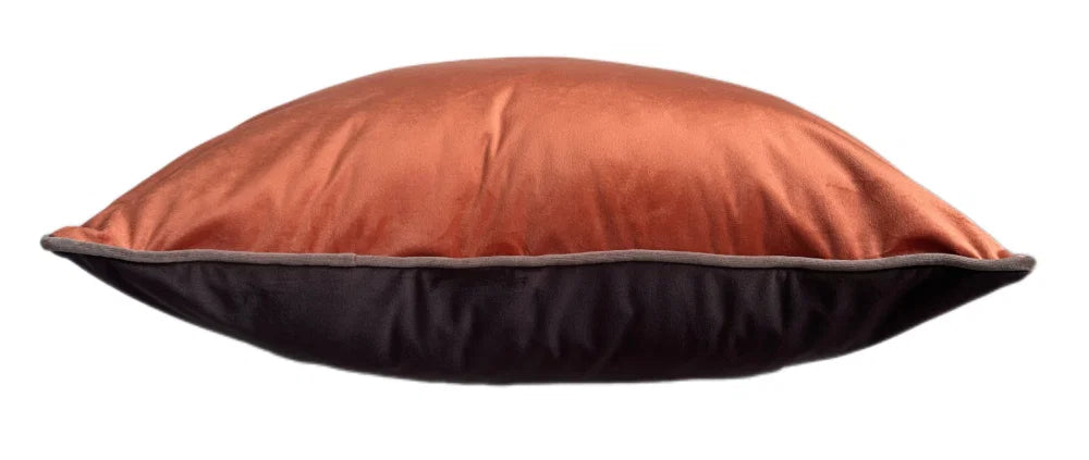 Malini Paul Moneypenny Twofaced Large Cushion – Orange & Chocolate