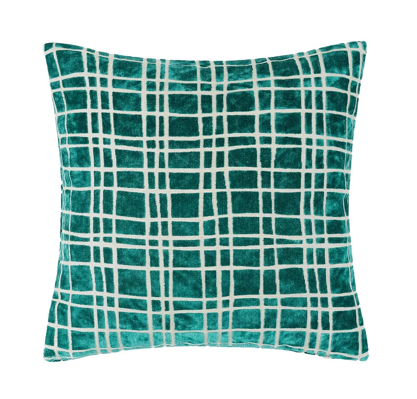 Malini Paul Monneypenny Drunkplaid Large Cushion – Teal
