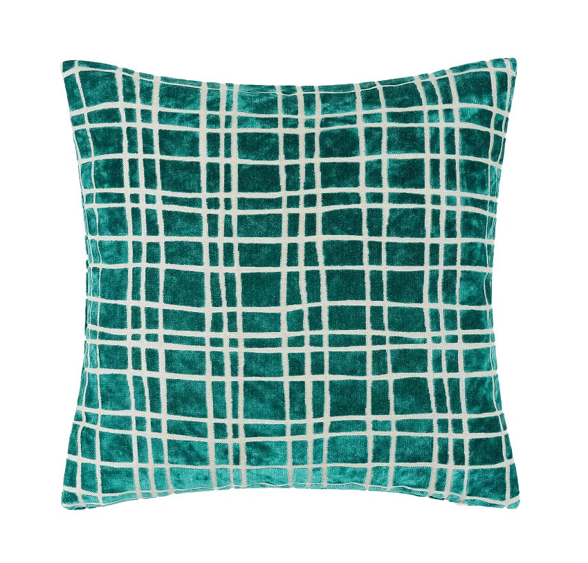 Malini Paul Monneypenny Drunkplaid Large Cushion – Teal
