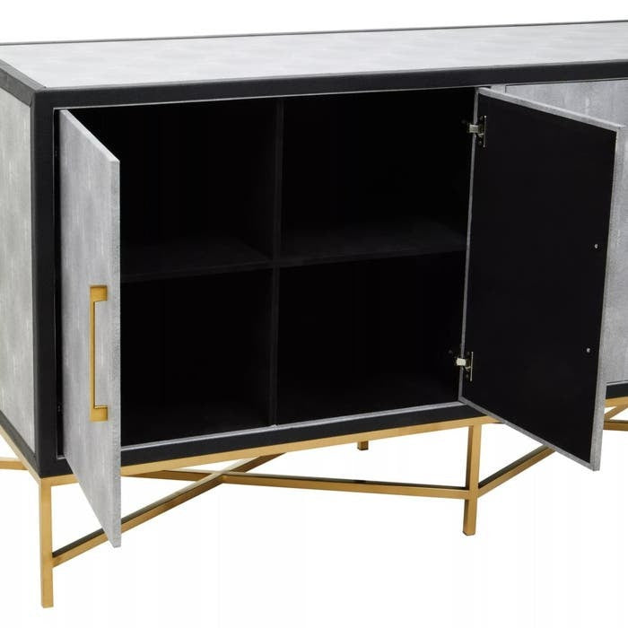 Mallory Sideboard in Brushed Gold and Grey Shagreen