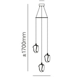 Maretti Lighting Glass Jewel Pendant 3 Light Spreader – Bronze