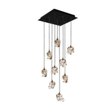 Maretti Lighting Glass Jewel Square 9-Light Hanging Lamp – Bronze QF