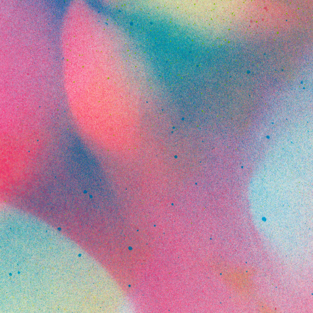 Colorful abstract pattern with pink, blue, and purple hues.