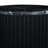 Mephisto Ribbed Side Table – Black Mango Wood & Black/White Marble – Large