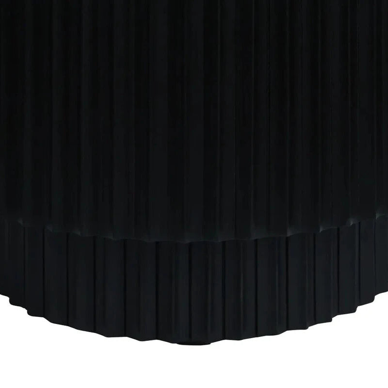 Mephisto Ribbed Side Table – Black Mango Wood & Black/White Marble – Large