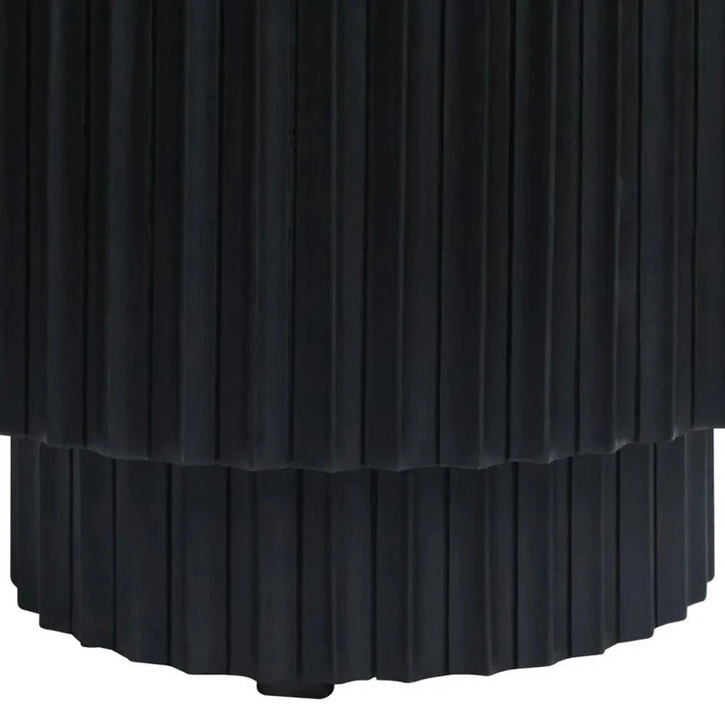 Mephisto Ribbed Side Table – Black Mango Wood & Black/White Marble – Small