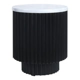 Mephisto Ribbed Side Table – Black Mango Wood & White Marble – Small