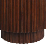 Mephisto Ribbed Side Table – Brown Mango Wood & Travertine – Large