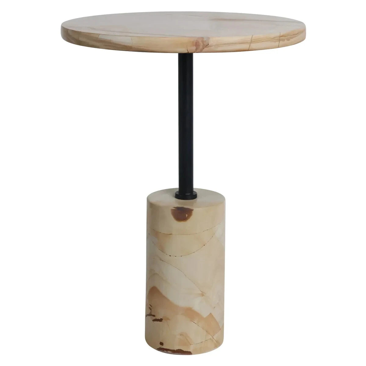 Merton Side Table – Teak Wood Effect Marble