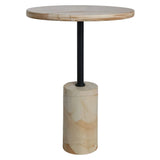 Merton Side Table – Teak Wood Effect Marble