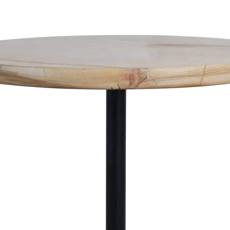 Merton Side Table – Teak Wood Effect Marble