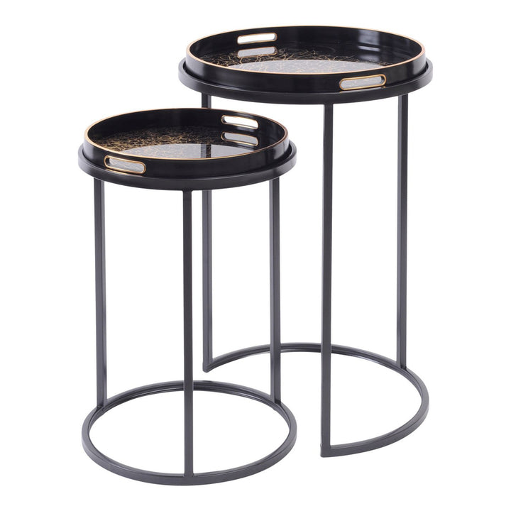 Libra Interiors Coral Design Side Tables with Removable Trays – Set of 2
