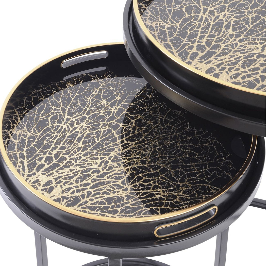 Libra Interiors Coral Design Side Tables with Removable Trays – Set of 2