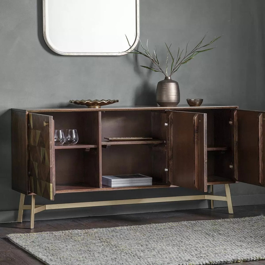 Monaco Brass Marquetry Sideboard